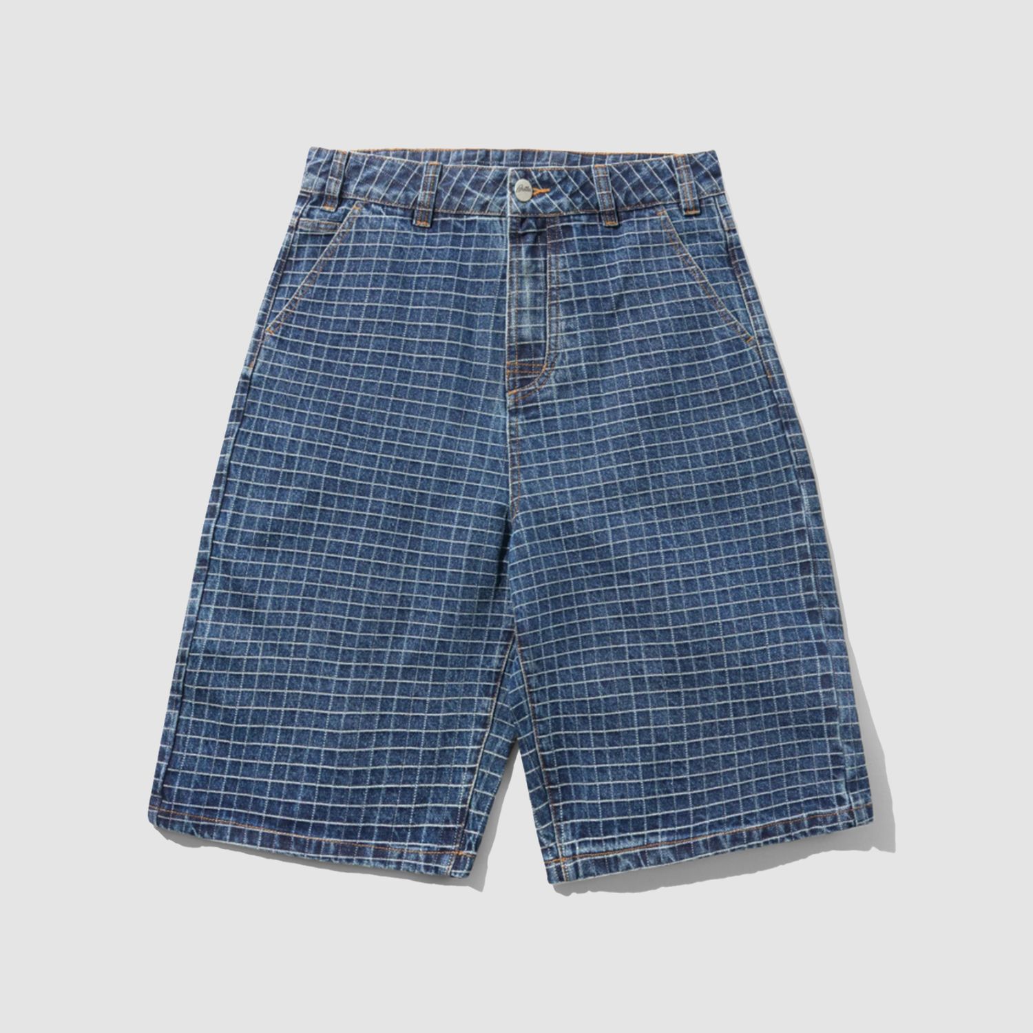 Big Grid Denim Shorts Indigo