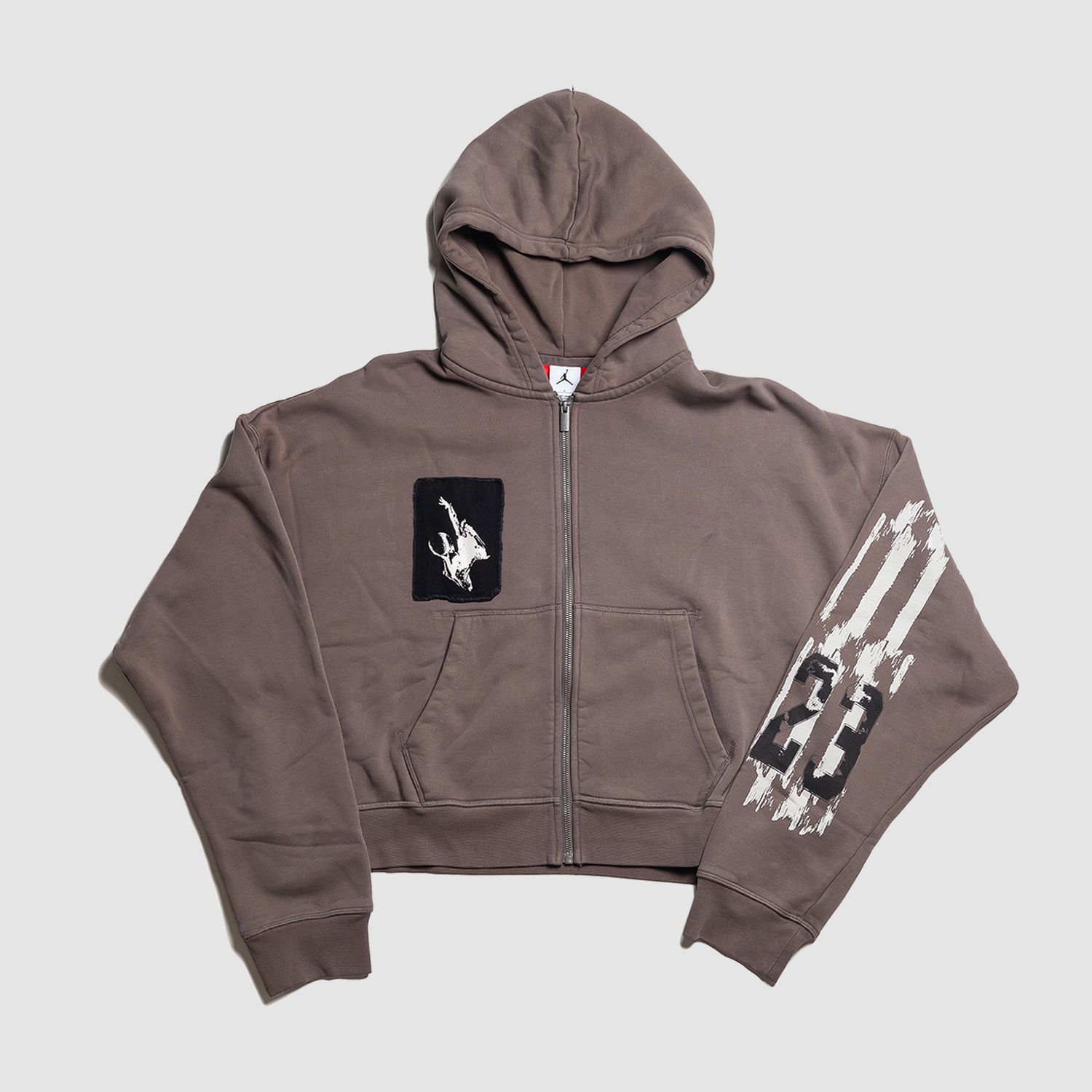 Cropped Full-Zip Graphic Hoodie Cave Stone