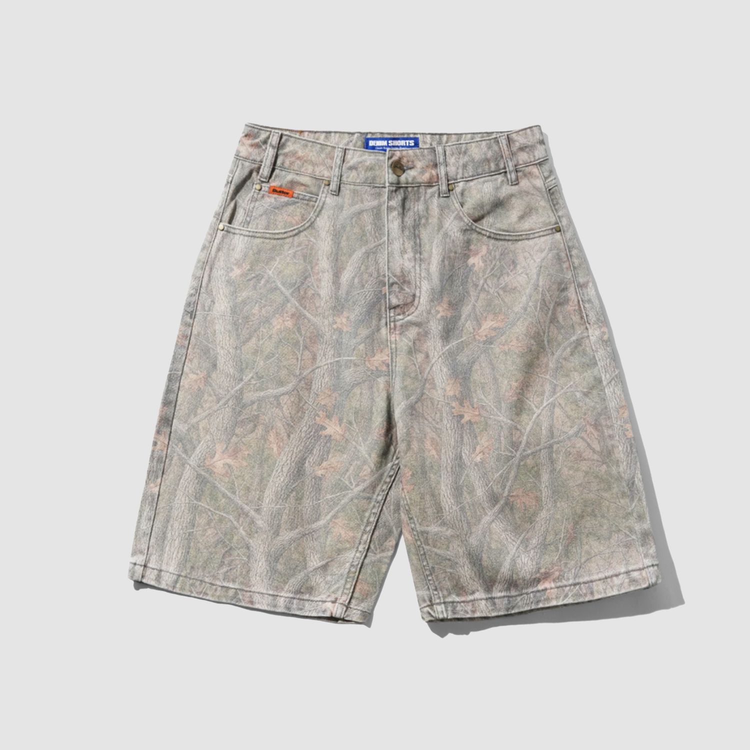 Baggy Denim Shorts Forest Camo
