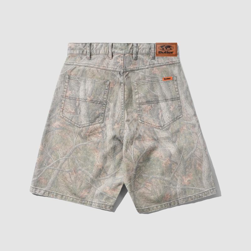 Baggy Denim Shorts Forest Camo