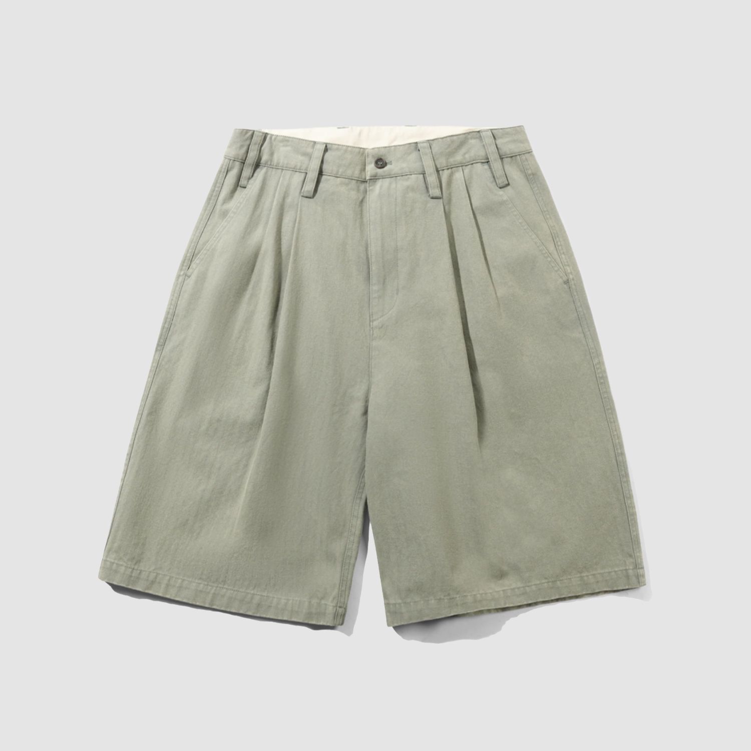 Pleated Shorts Washed Green