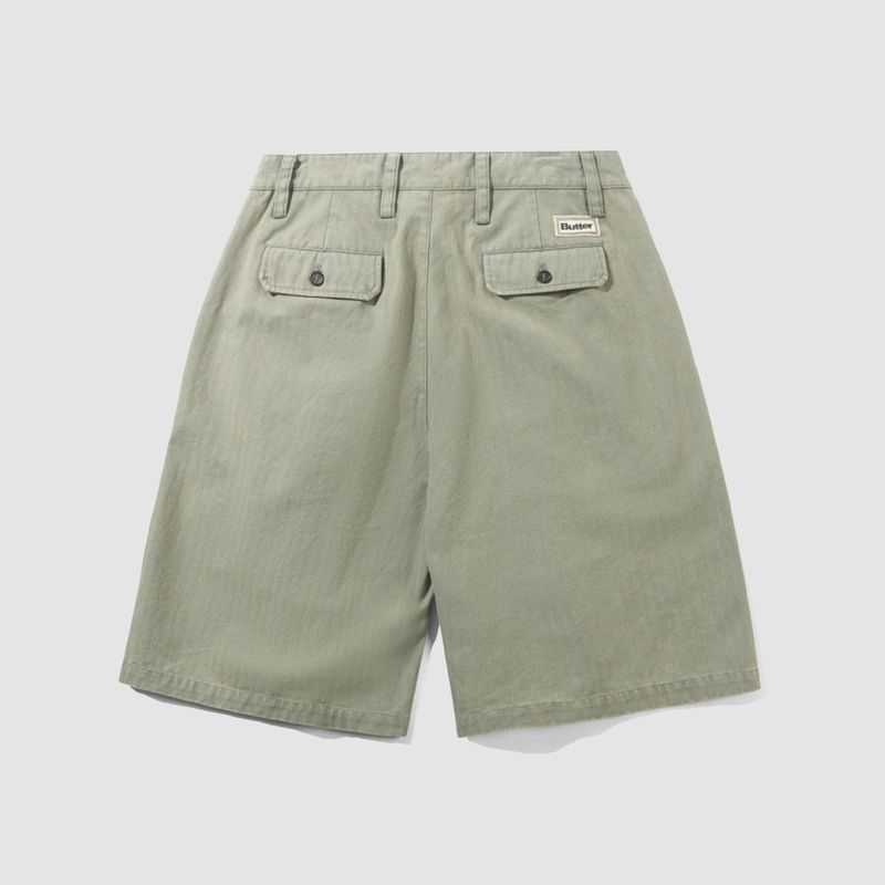 Pleated Shorts Washed Green