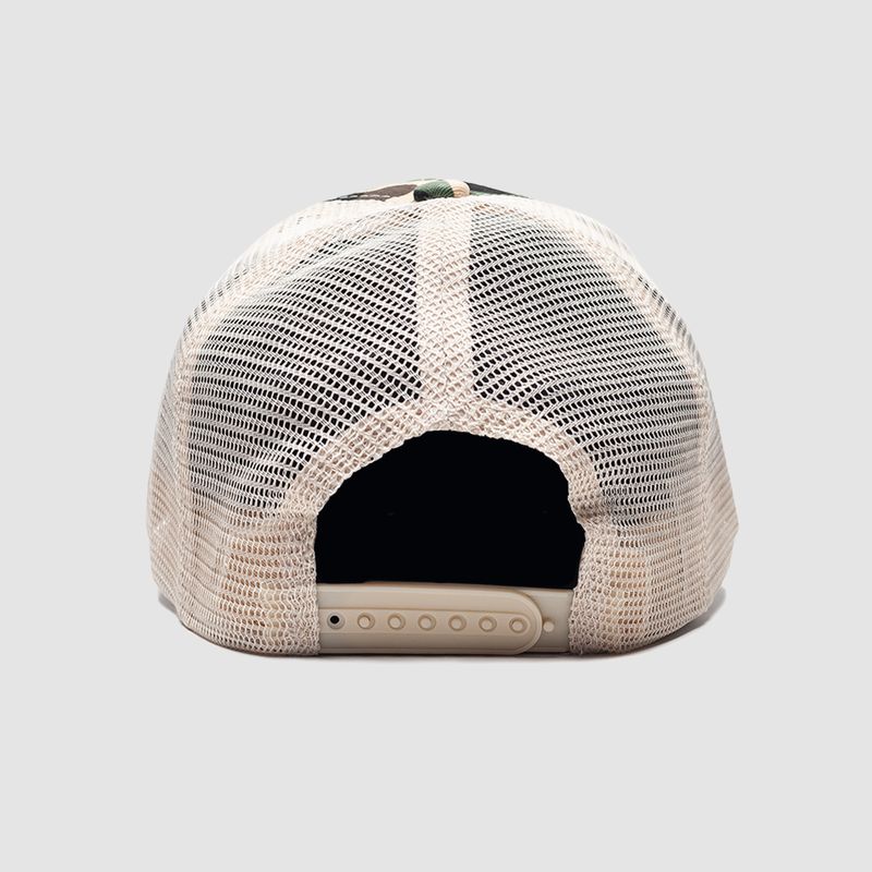 Woven Label Trucker Hat Desert Camo