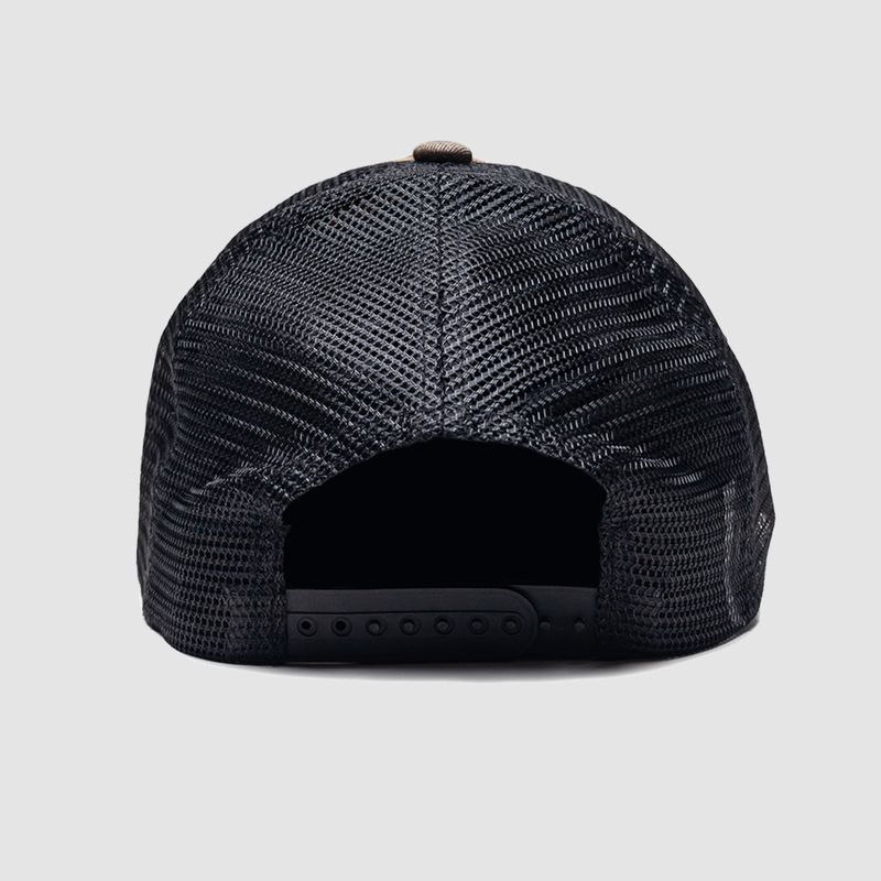 Woven Label Trucker Hat Woodland Camo