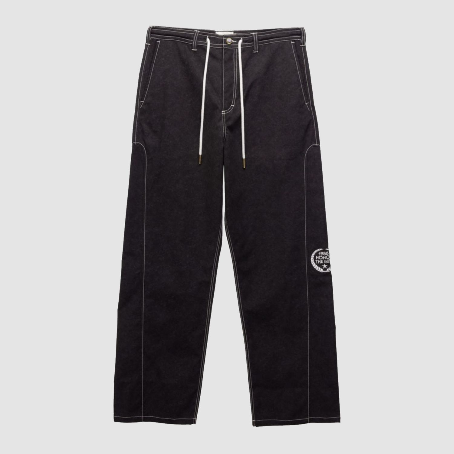 Twill Embroidered Pant Black
