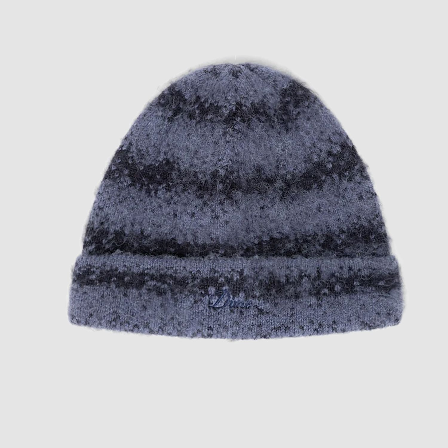 Mohair Striped Beanie Navy