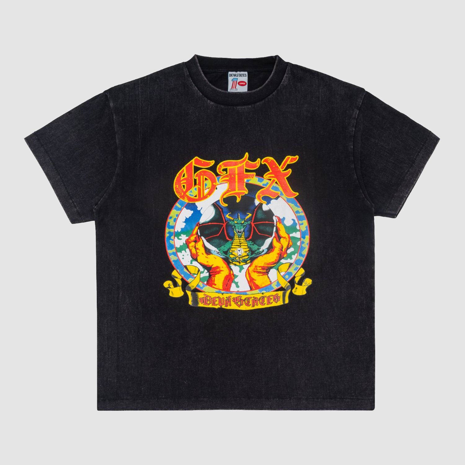 Horns Tee Washed Black
