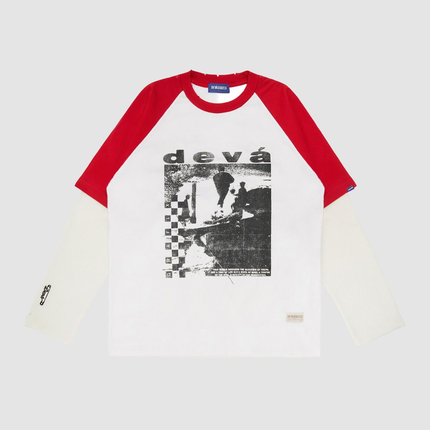 Lost Layered Long-Sleeve Red/White