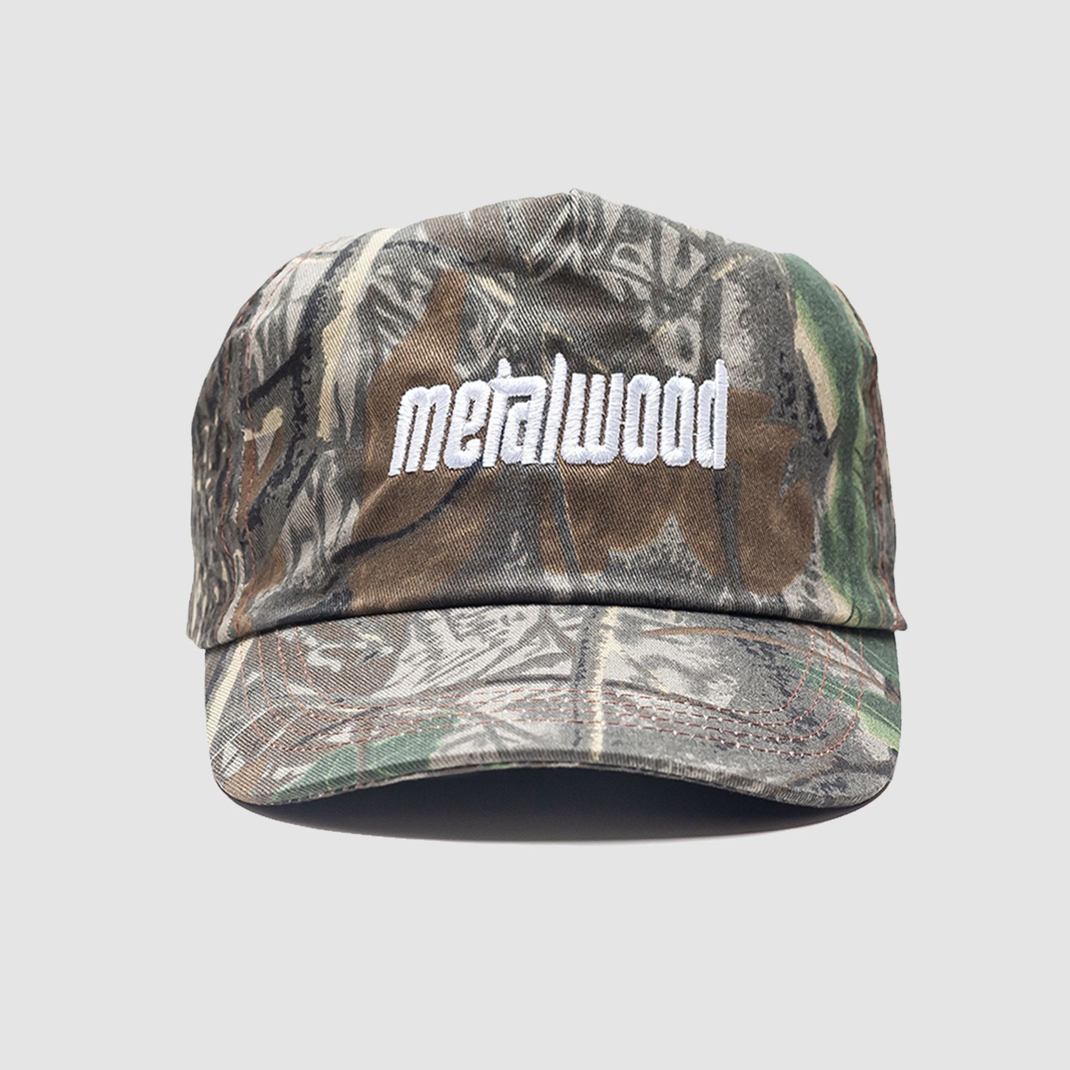Metal Logo 5-Panel Hat Real Leaf Camo/ White