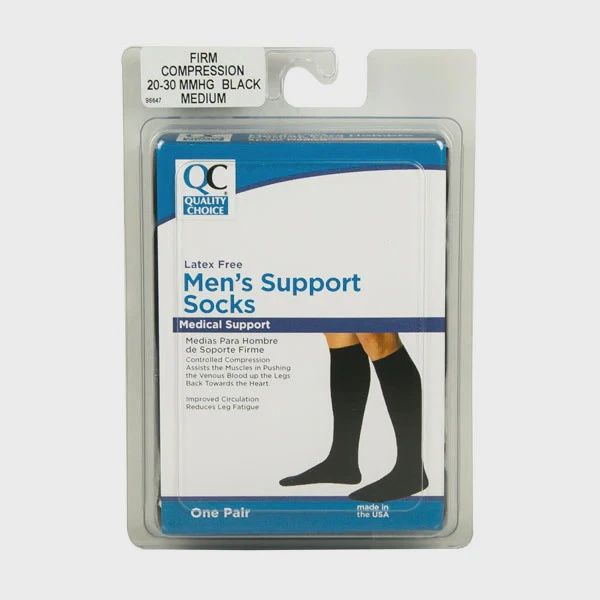 Men’s Support Socks Firm Compression - 男士支撑袜紧致压缩, Color: Black, Size: Medium