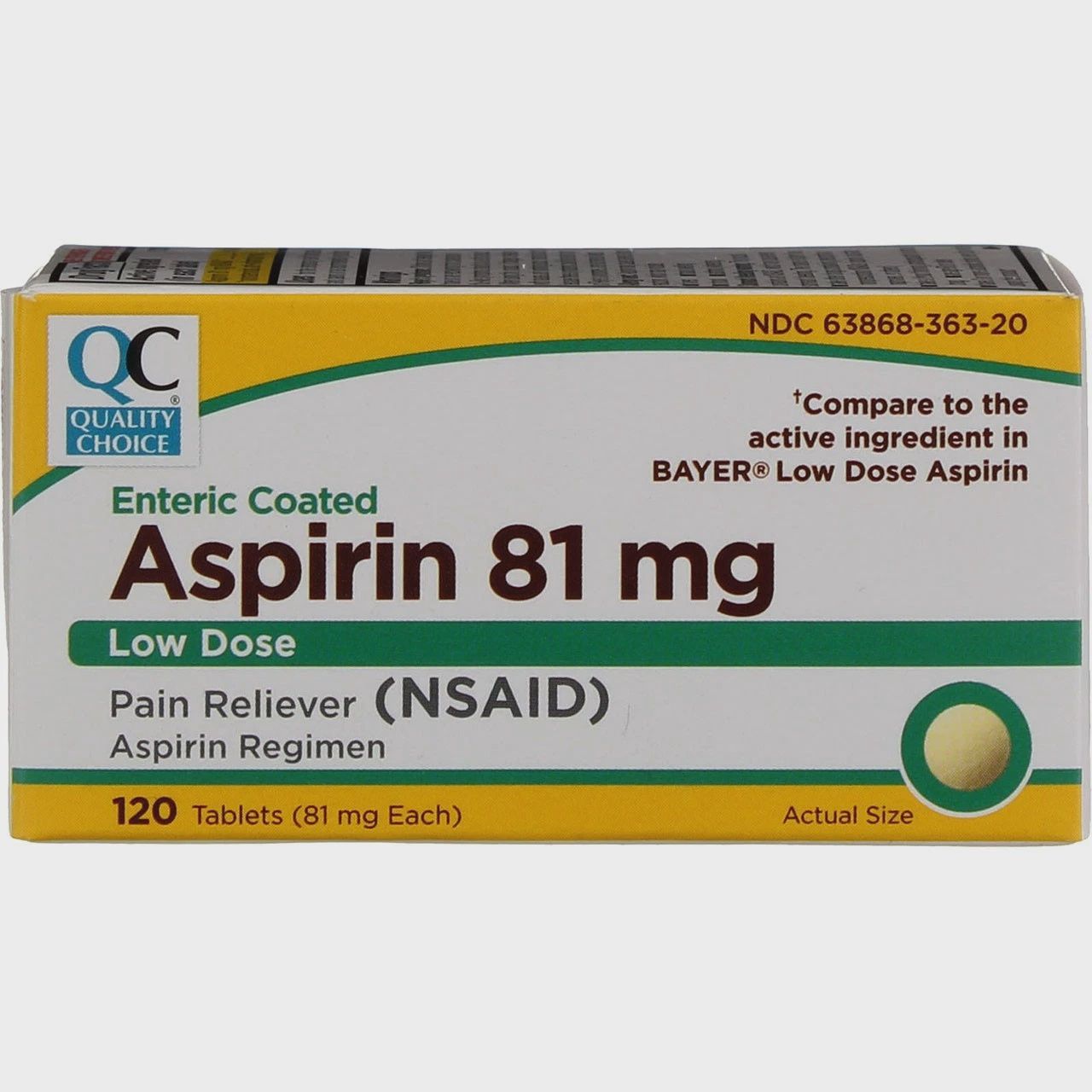 Aspirin Pain Reliever Low Dose, Count: 120ct