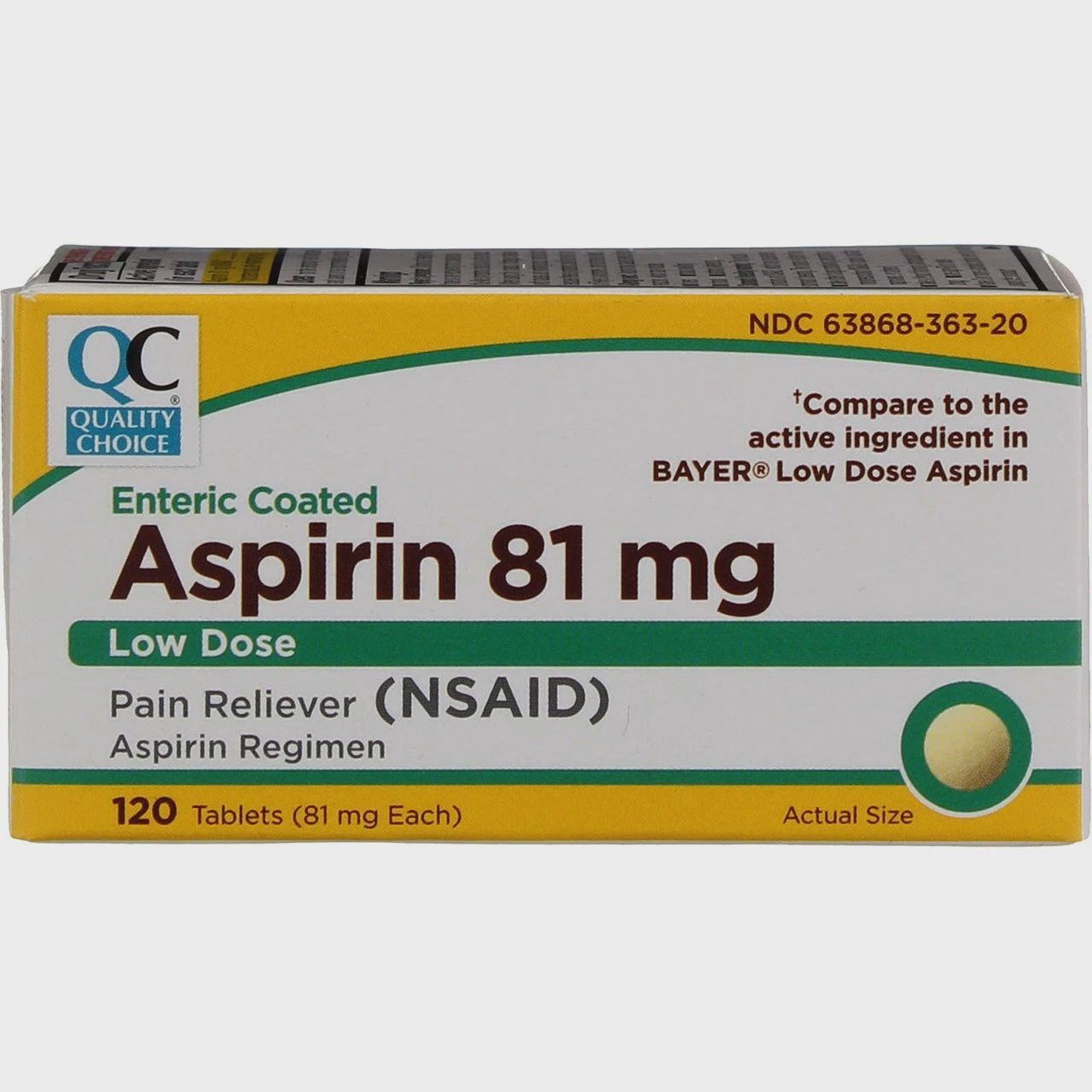 Aspirin Pain Reliever Low Dose - 低剂量阿司匹林止痛片, Count: 120ct