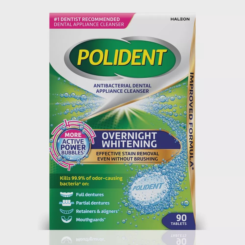 Polident Overnight Whitening Antibacterial Mouthguard Cleanser Tablets