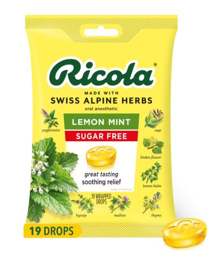 Ricola Cough Drop, Flavor: Lemon Mint Sugar Free