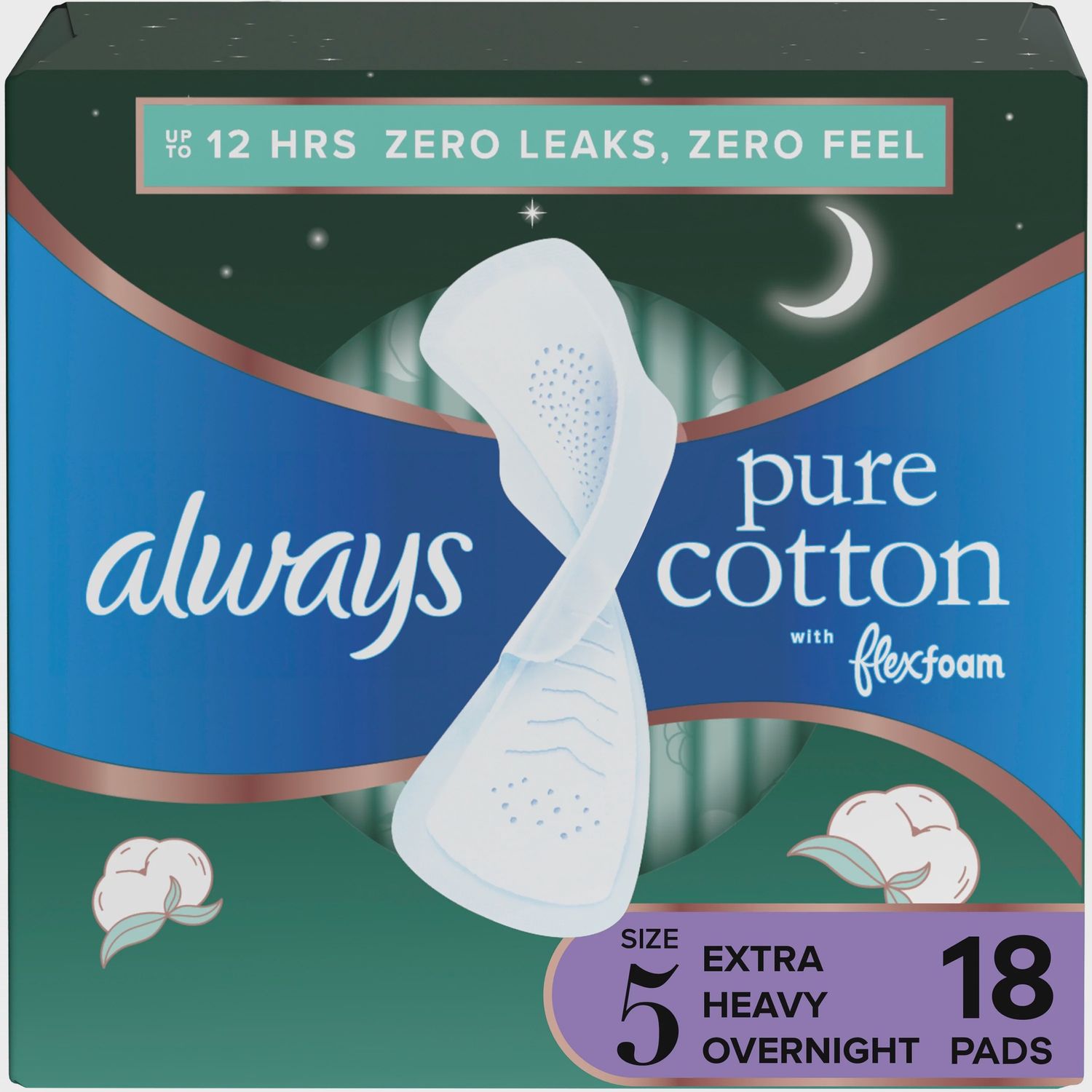 ALWAYS PURE COTTON 5 SIZE EXTRA HEAVY OVERNIGHT