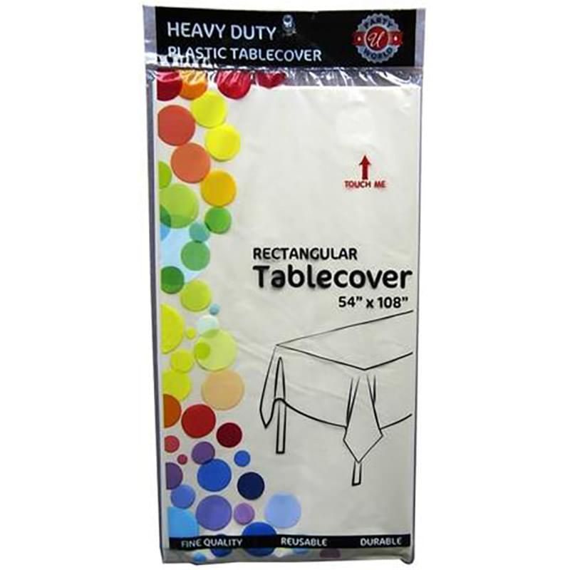 Heavy Duty Plastic Table Cover, Color: Beige