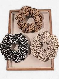 3pc Silk Screen Leopard Print Hair Tie