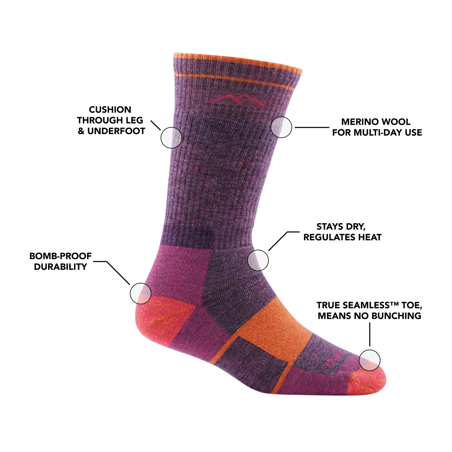 Darn Tough Women's 1908 Hike Midweight Boot Sock W/ Full Cushion