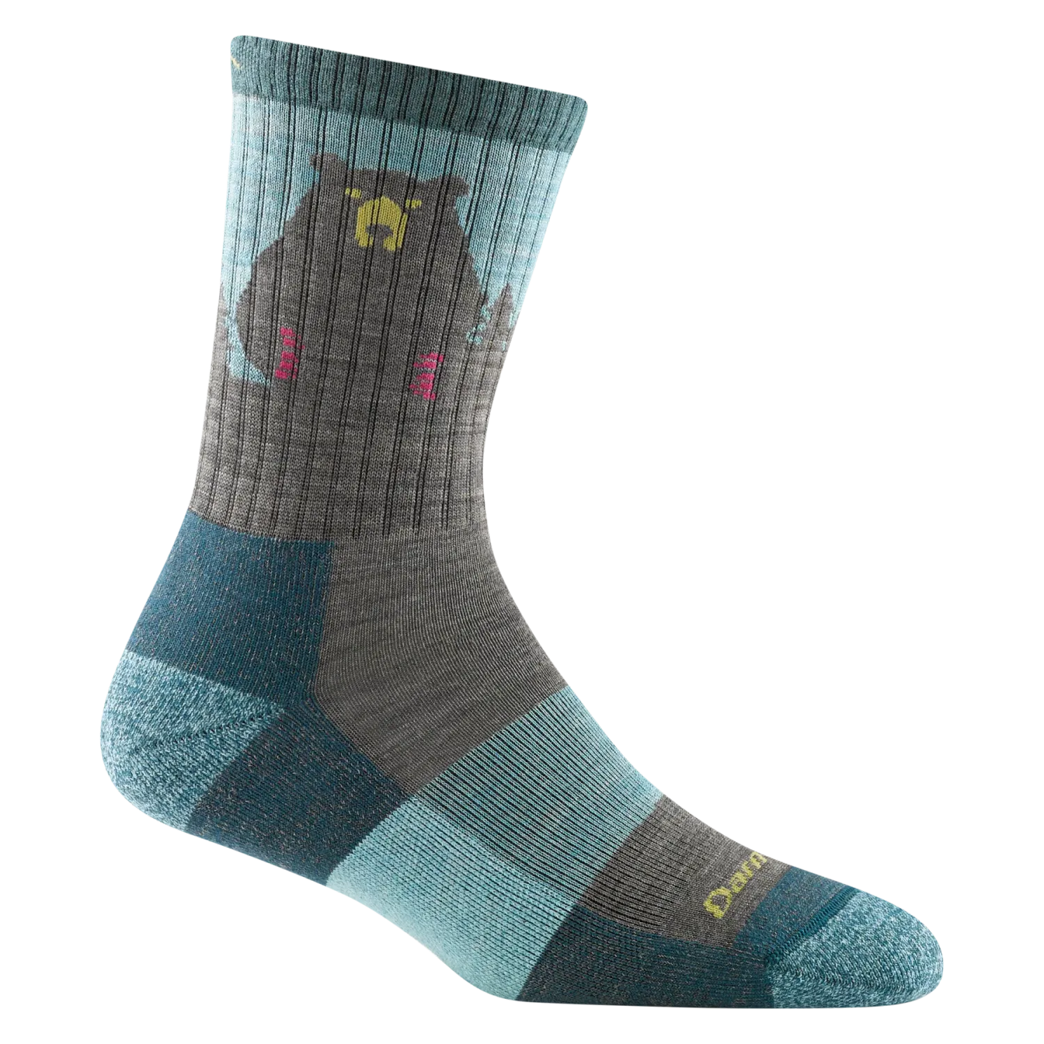 Darn Tough Women's Beartown Lightweight Micro Crew Sock W/ Light Cushion, Color: Aqua, Size: Medium