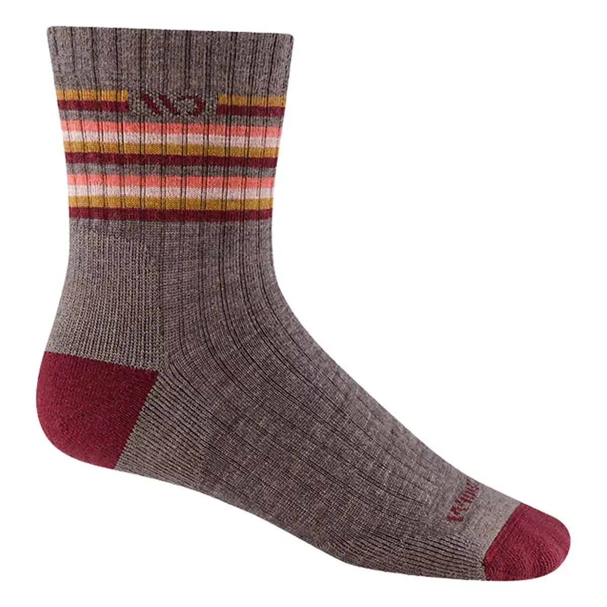 Darn Tough Wide Open Women's Multi Stripe Micro Crew, Color: Taupe, Size: Small