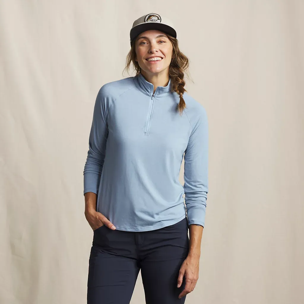 Orvis Dricast 1/4 Zip, Color: Coastal Blue, Size: Small