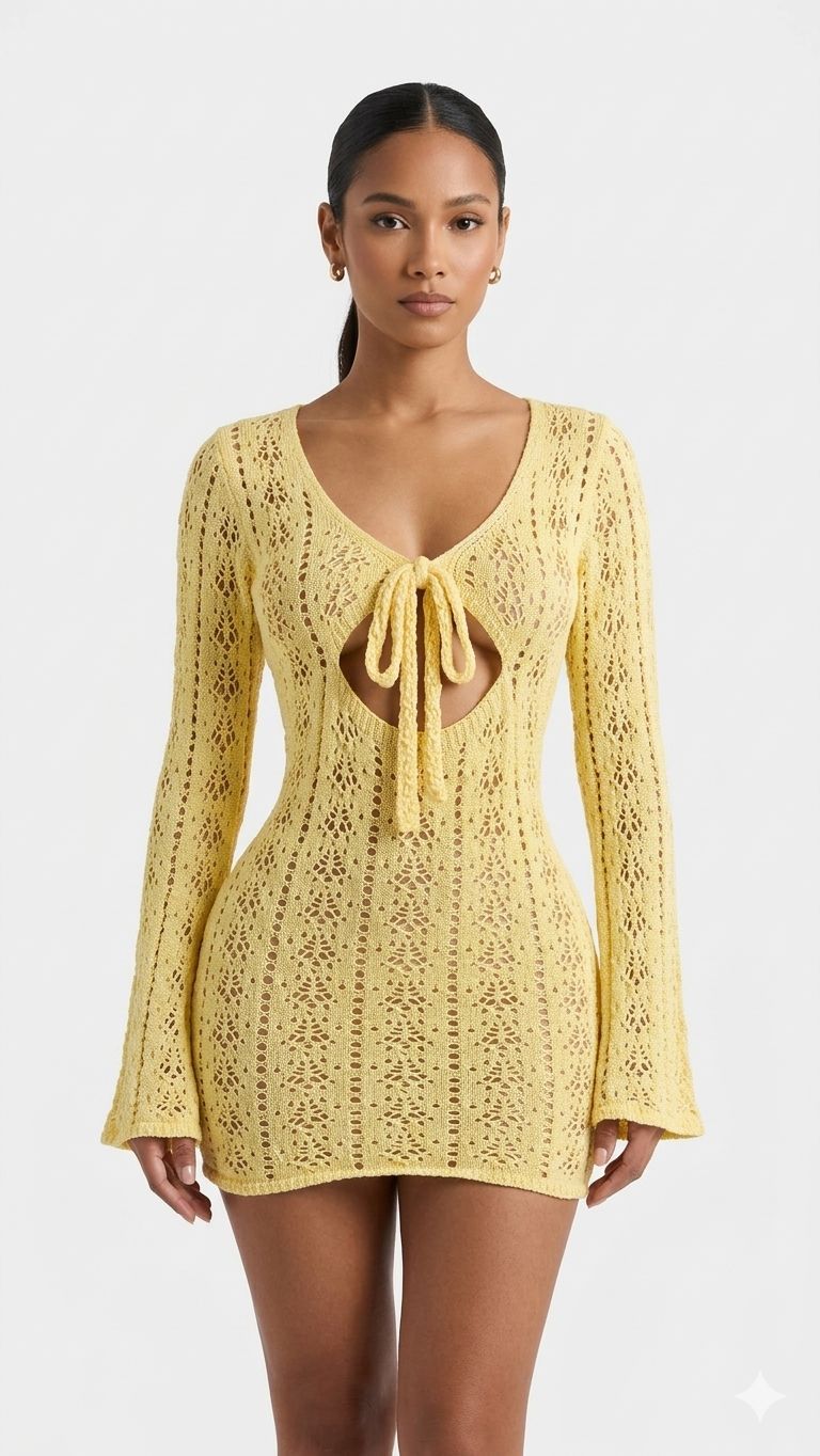 Salida de Playa Vestido Corto Mangas