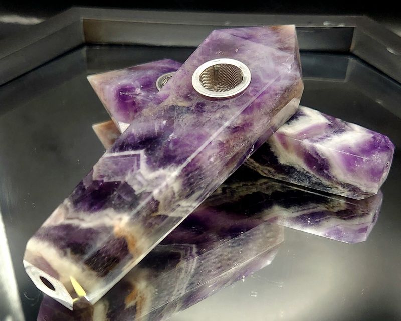 Chevron Amethyst Crystal Pipe