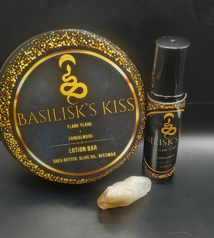 Ylang Ylang &amp; Sandalwood Lotion Bar + Rollerball | Citrine-Infused Aromatherapy Duo
