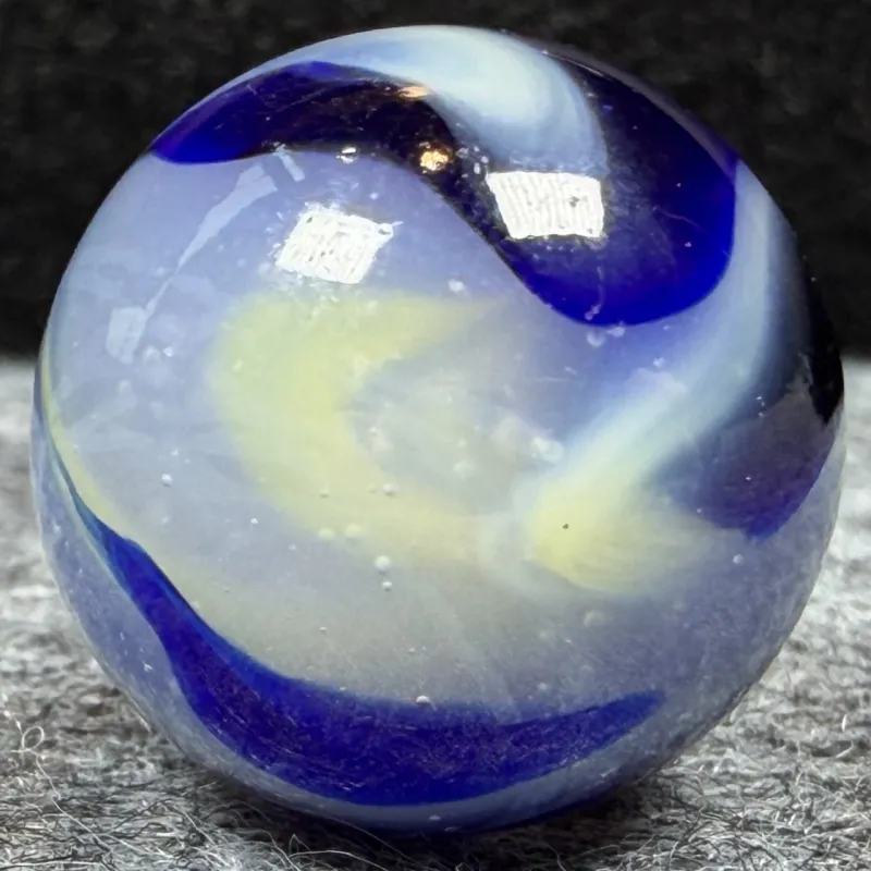 AKRO AGATE Shooter - Blue Egg Yolk Marble - 3/4 Inch - VHTF Vintage Akro