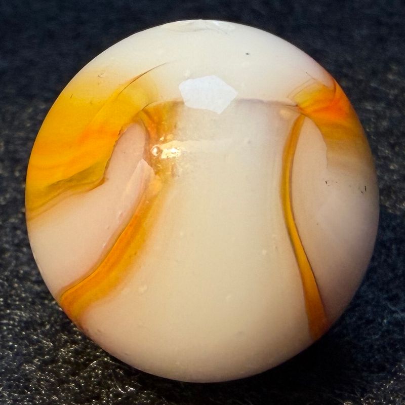 PELTIER GLASS CO. Citrus Woody Marble. Glassy Translucent Base. .675"