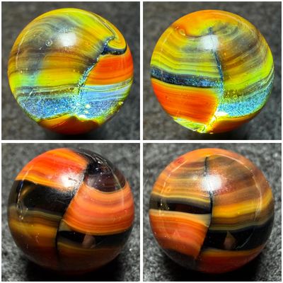 MARBLE KING, Transparent Blue Base Bengal Tiger, VTHF, 5/8", Mint