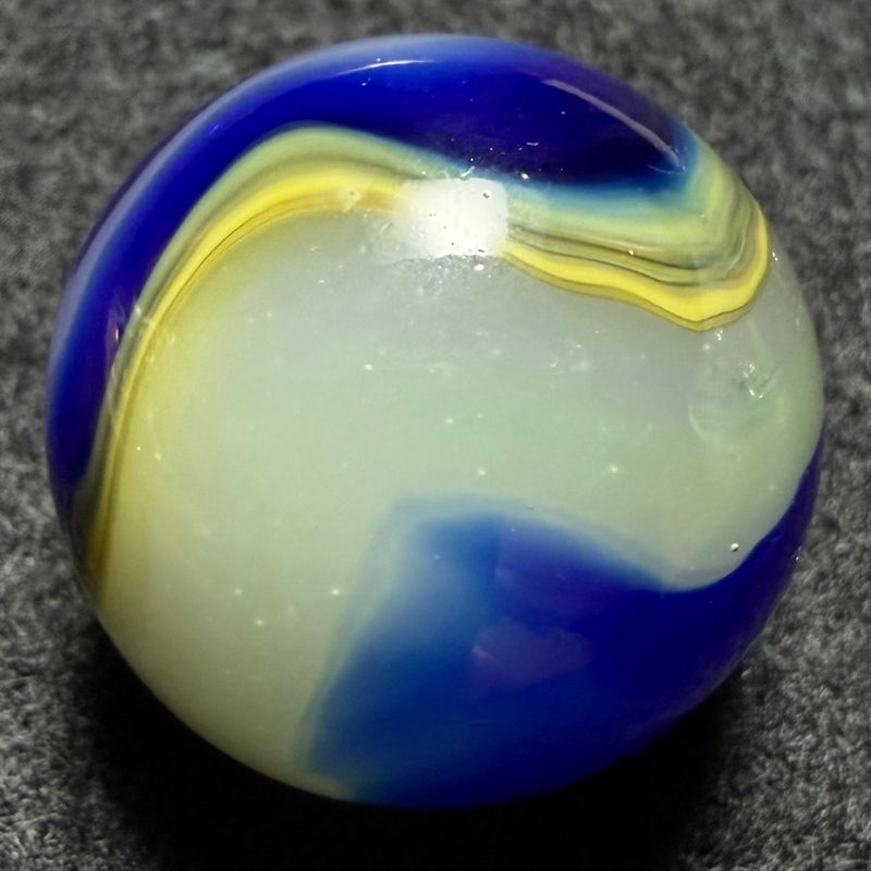 AKRO AGATE, Blue Egg Yolk Shooter Marble, 31/32” Vintage