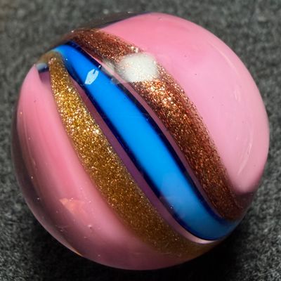 ROBERT HAMON, Handmade Glass Art Marble, Gold and Copper Lutz, VHTF