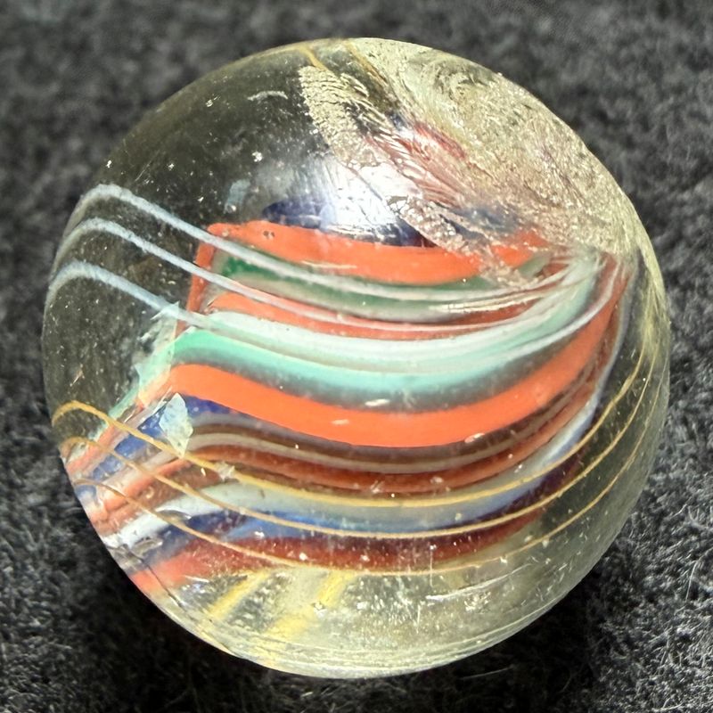GERMAN, Antique Handmade Divided Core Swirl, 11/16", Mint, #103