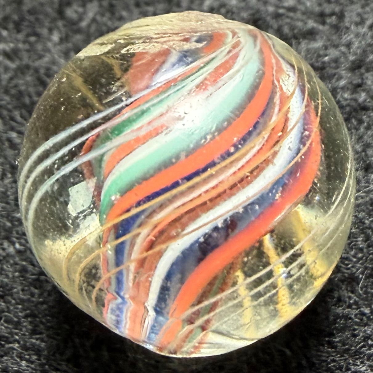 GERMAN, Antique Handmade Divided Core Swirl, 11/16", Mint, #103