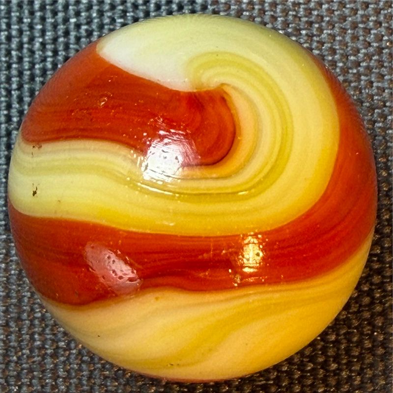Akro Agate Corkscrew Shooter .92” Red Cream Yellow. Mint Akro Agate Corkscrew Shooter .92” Red Cream Yellow. Mint
