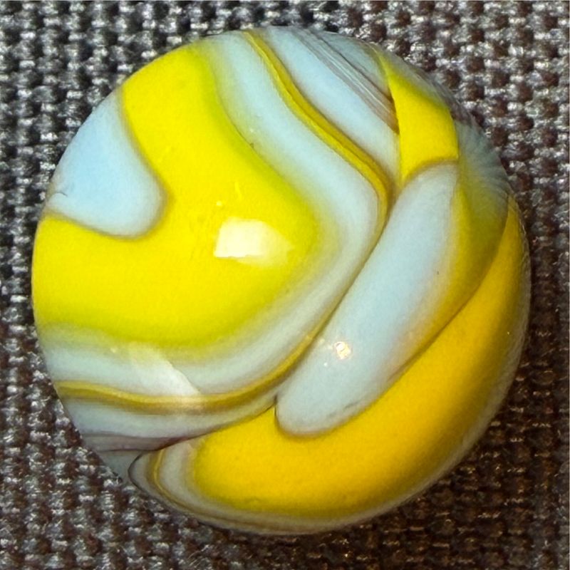 CHRISTENSEN AGATE CO. (CAC) Swirl Yellow and Blue Marble 5/8” Mint+