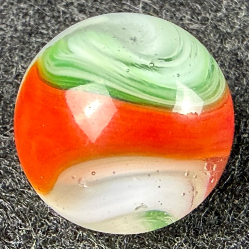 AKRO AGATE. Vintage Popeye Marble 5/8”+ Mint Red Green White Corkscrew