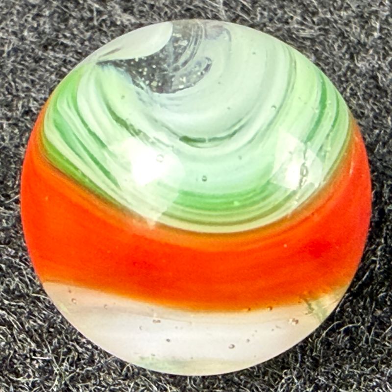 AKRO AGATE. Vintage Popeye Marble 5/8”+ Mint Red Green White Corkscrew