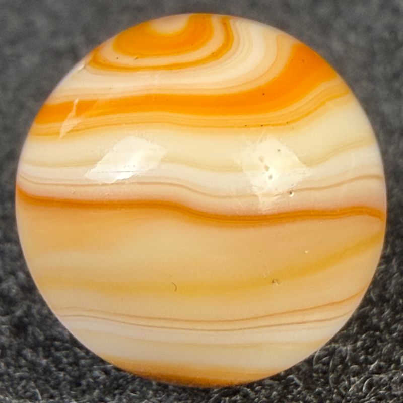 CHRISTENSEN AGATE CO. Two-Seam Striped Opaque Marble, Orange & White, 5/8", NM+ (8.9)