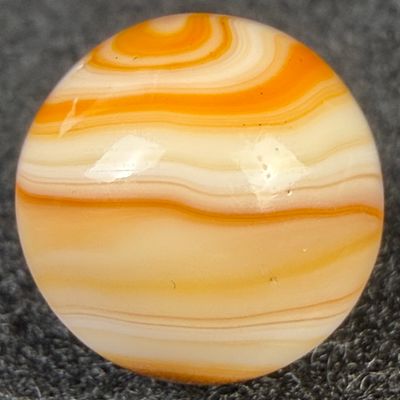 CHRISTENSEN AGATE CO. Two-Seam Striped Opaque Marble, Orange & White, 5/8", NM+ (8.9)