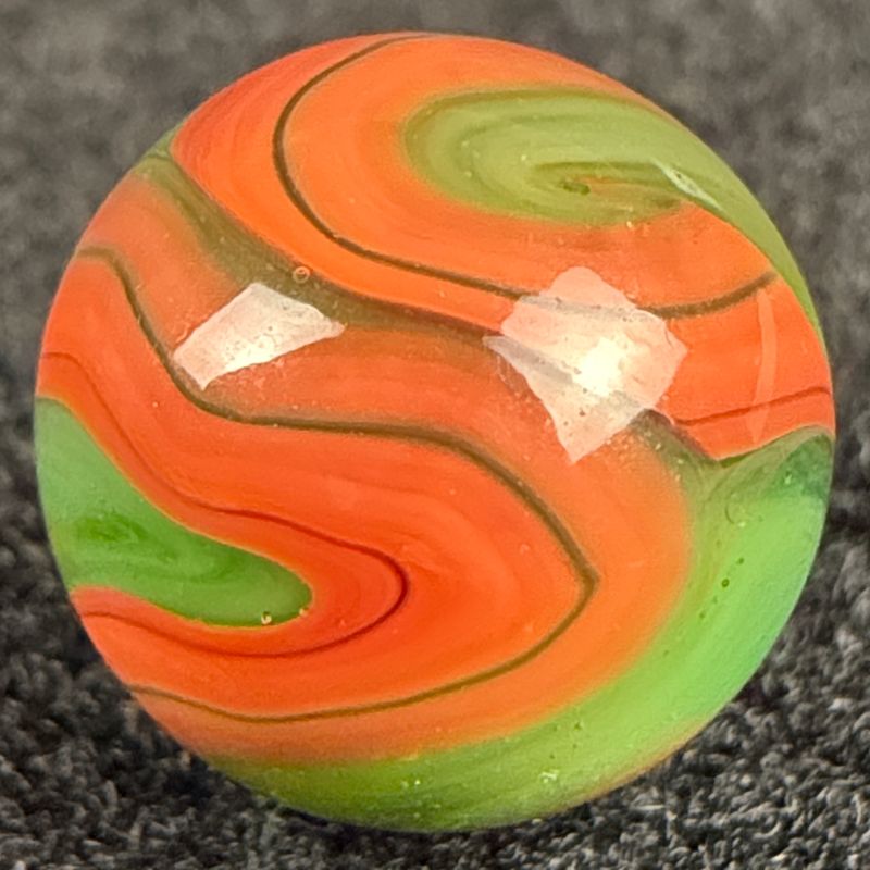 ALLEY AGATE CO. Coral Swirl in Transparent Green, 9/16", Mint 9.3