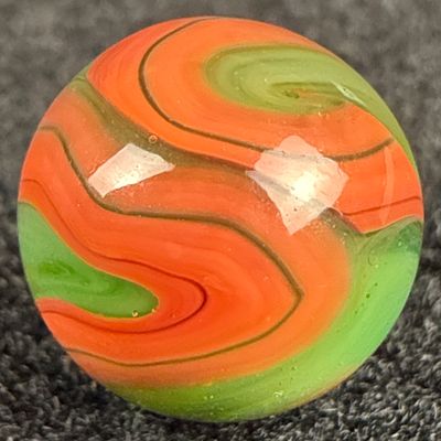 ALLEY AGATE CO. Coral Swirl in Transparent Green, 9/16", Mint 9.3