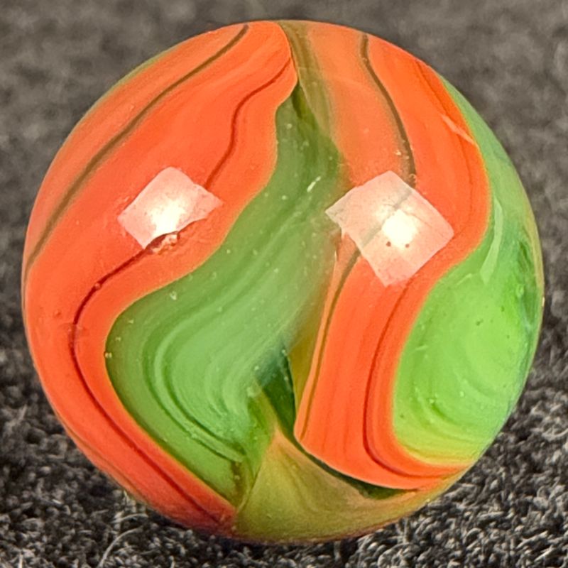 ALLEY AGATE CO. Coral Swirl in Transparent Green, 9/16", Mint 9.3