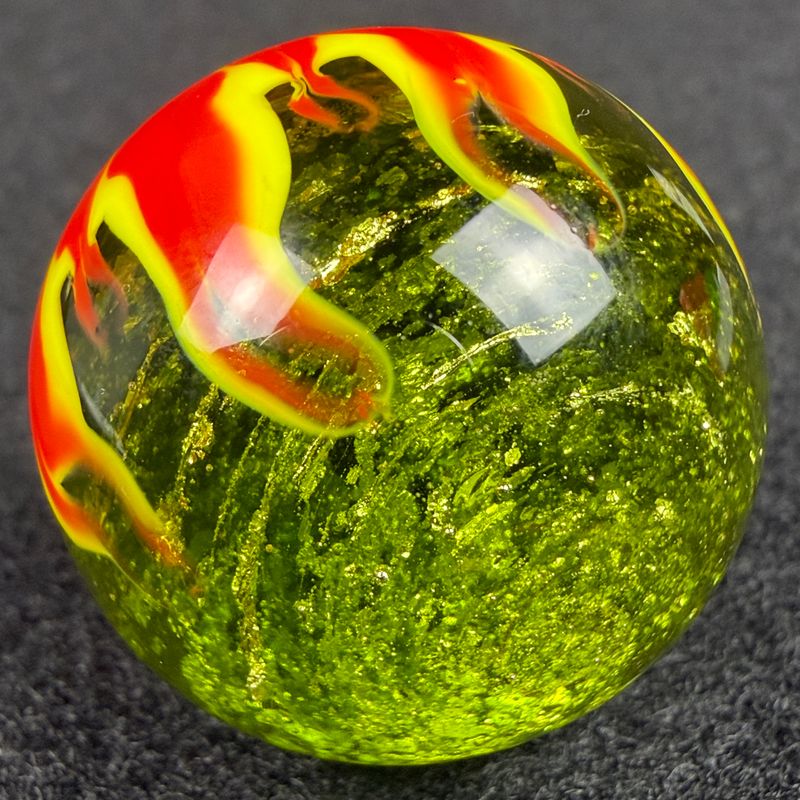 STEVE WILLIS ART GLASS, Fire & Ice 🔥🥶 Marble, Signed, (1.156"), Mint