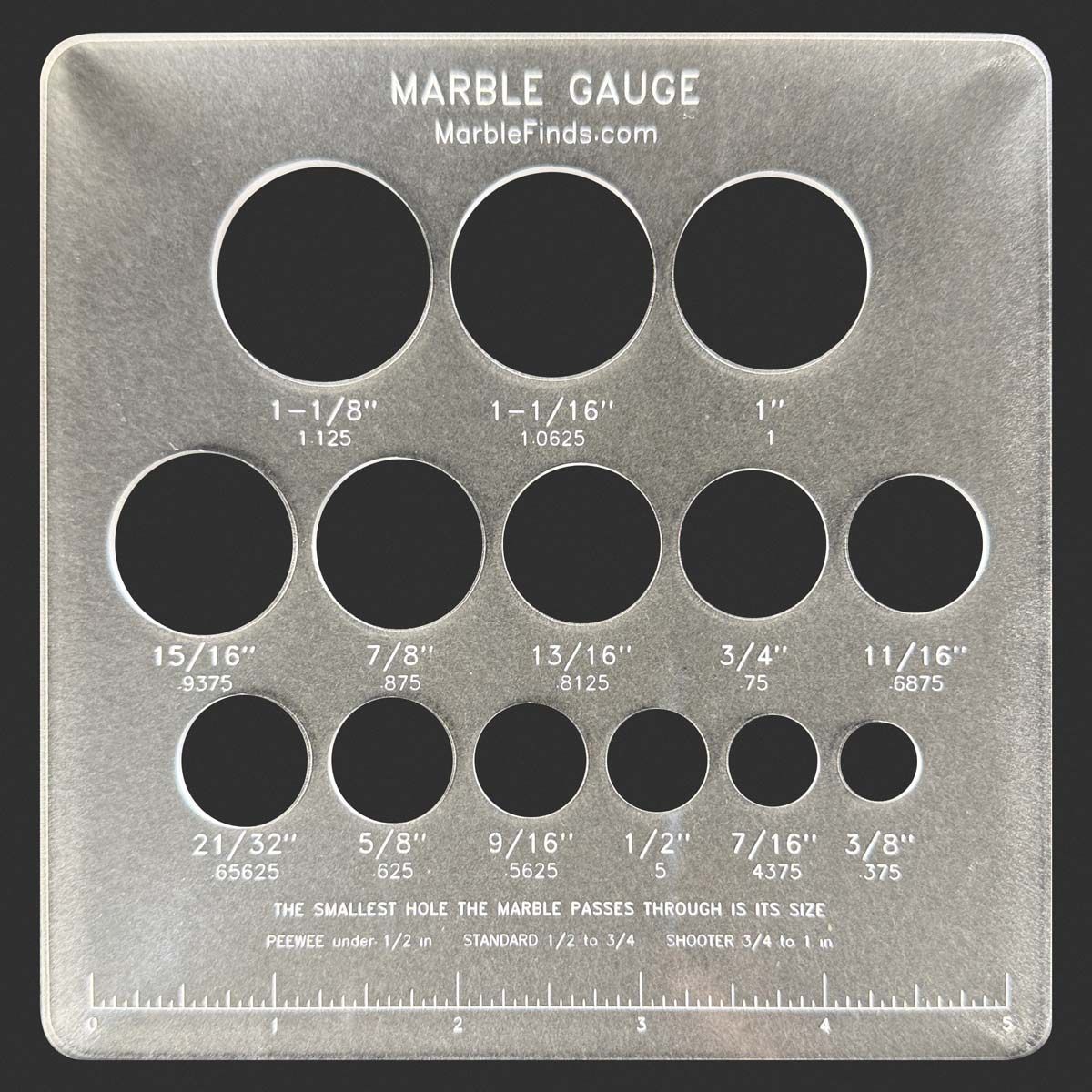 Marble Gauge Sizing Tool for Collectors, 3/8" to 1-1/8"