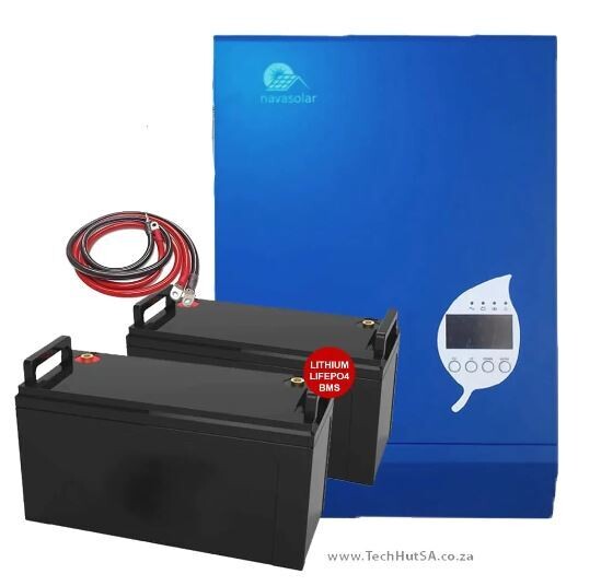 Navasolar 3kVA Inverter and 2 x 100Ah LifePO4 Lithium Batteries Kit
