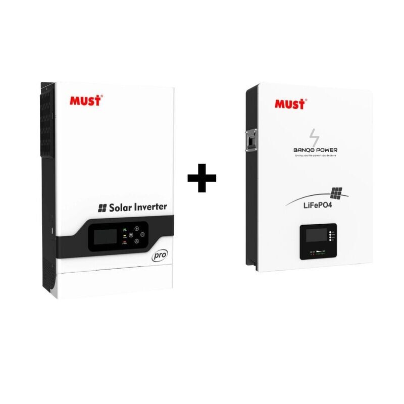 5.2KW MUST Hybrid Inverter &amp; 5.12kWh LITHIUM Battery (48V - 100Ah)