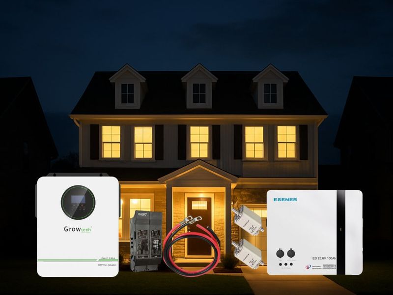 3.6kW Growtech Hybrid Inverter | 2.56kWh Esener Lithium Battery Combo