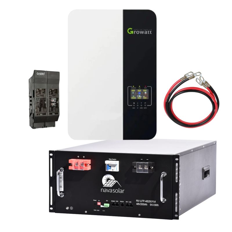 5kW Growatt Offgrid Inverter | 4.8kWh Navasolar 48V Lithium Battery (100Ah)